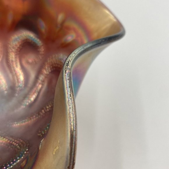 Antique Dugan Carnival Glass Amethyst Question Marks 2 Handles Bonbon Dish 1900c - Picture 15 of 16